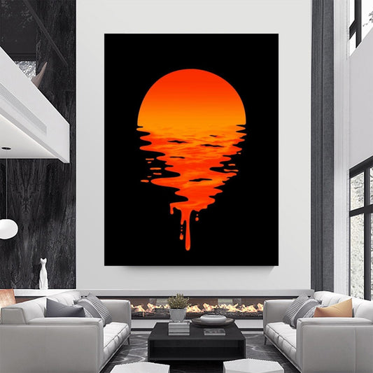 Eternal Glow: Captivating Wall Art - A Sunset in the Embrace of a Black Canvas - S05E29