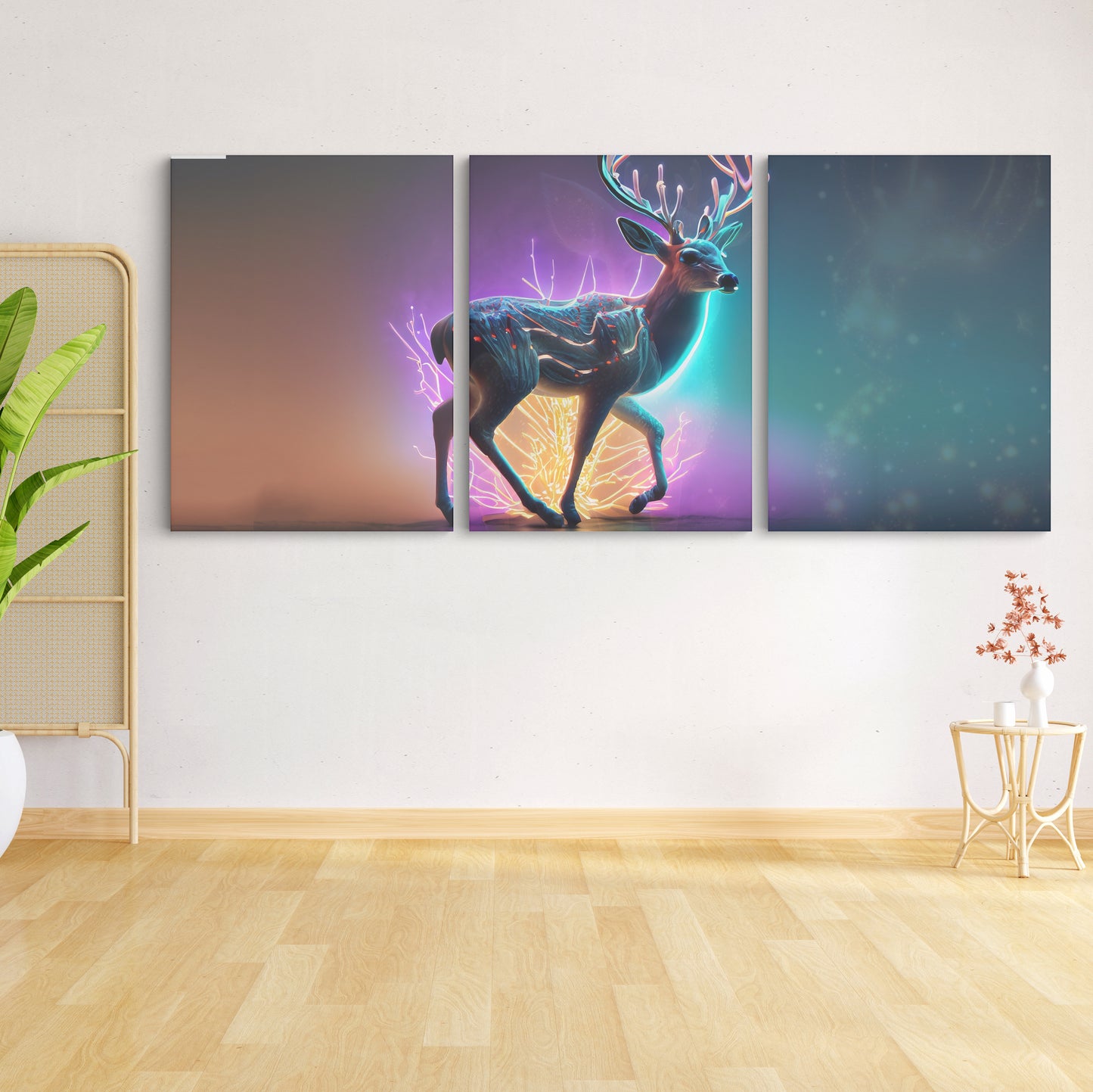 Radiant Majesty: Glowing Neon Deer - Captivating Wall Art Celebrating the Mesmerizing Glow and Regal Presence of a Luminous Deer - S06E06