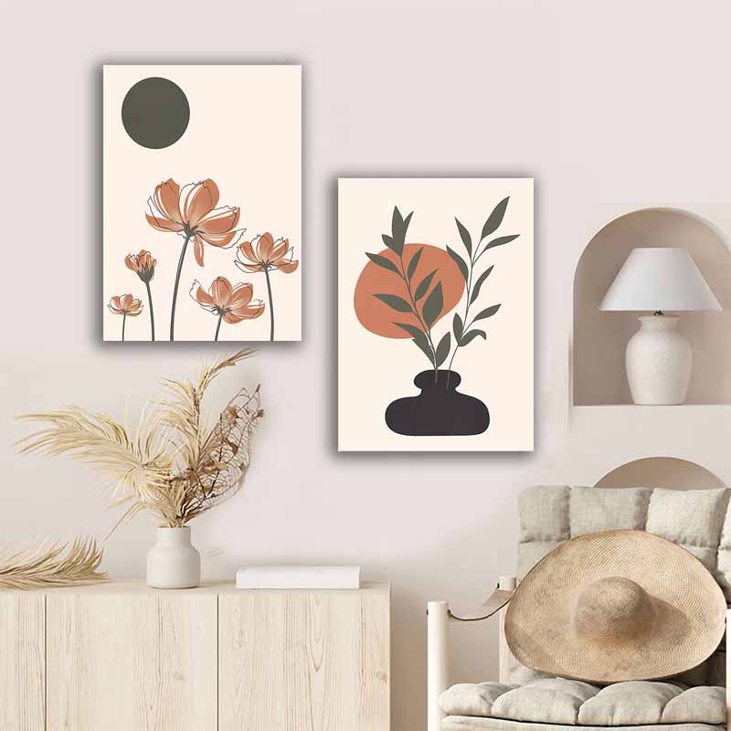 Abstract Sun Leaves Flower Geometry Boho Wall Art | Nordic Design for Living Room Decor S04E30