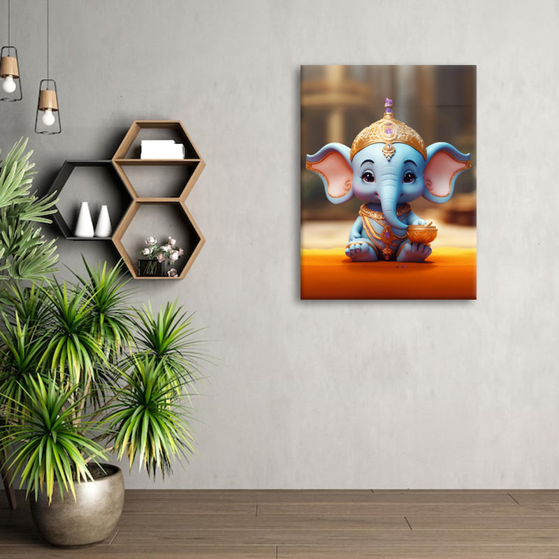 Adorable Blessings: A Wall Art Celebrating Cute Ganesh - Embrace the Charm and Divine Presence - S05E55