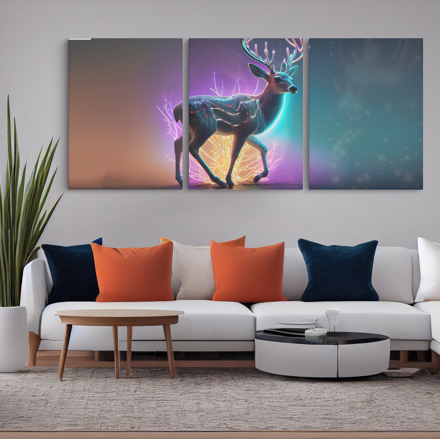 Radiant Majesty: Glowing Neon Deer - Captivating Wall Art Celebrating the Mesmerizing Glow and Regal Presence of a Luminous Deer - S06E06