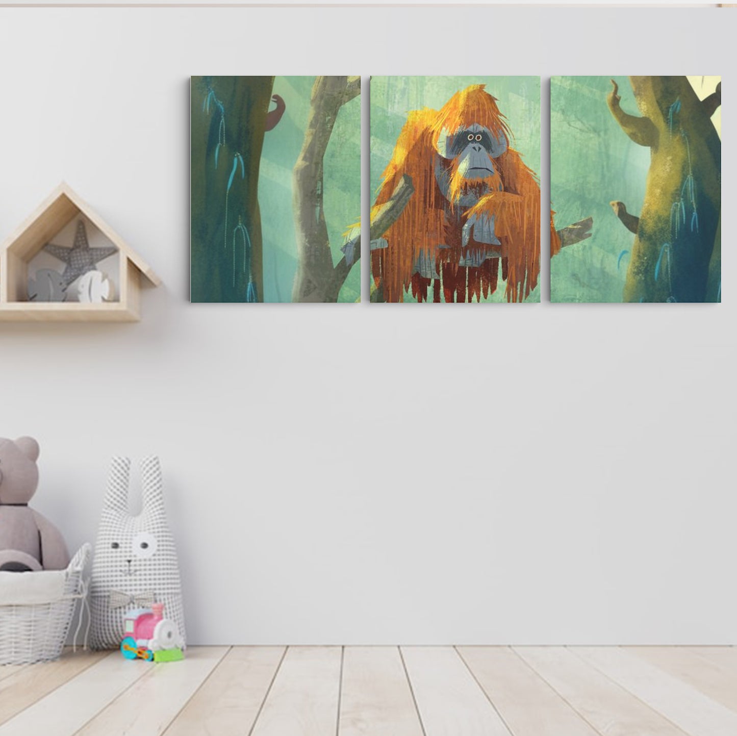 Wild Serenity: A Wall Art Immersing You in an Orangutan's World Within the Forest - Embrace the Tranquility of Primal Beauty - S05E66