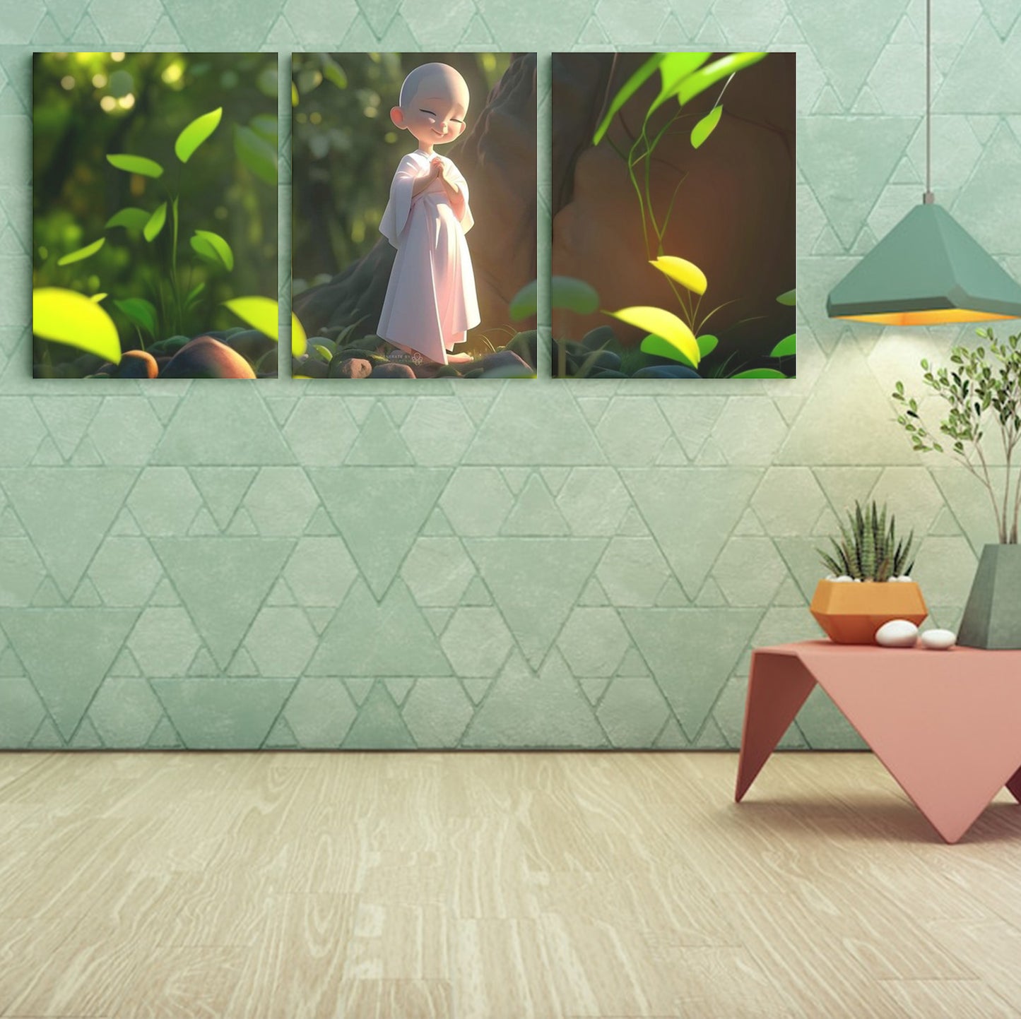 Tranquil Reverie: A Wall Art Capturing a Monk's Serenity in a Forest - Cultivate Inner Peace and Reflection through Nature's Embrace - S05E71
