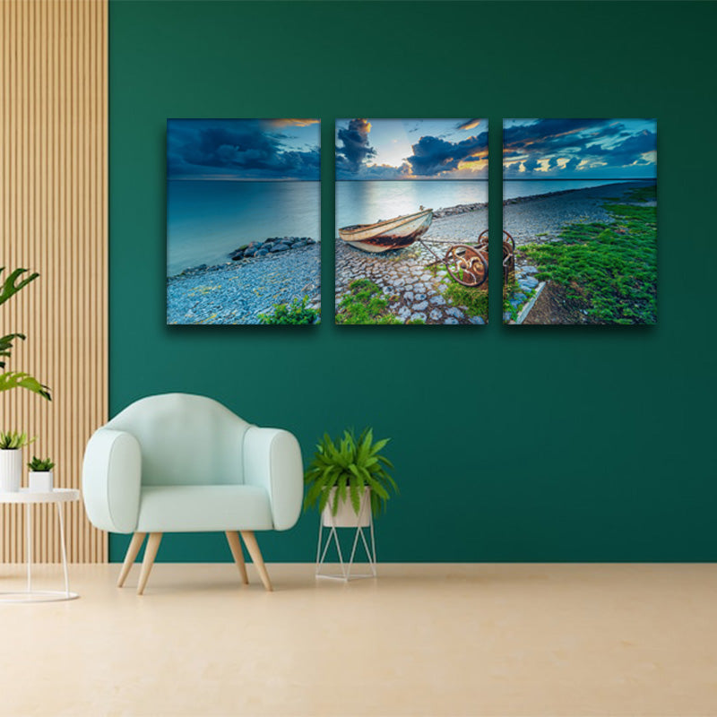 Serenity Shore: Tranquil Wall Art of a Boat by the Beach - Embrace the Calmness of Coastal Beauty - S05E43