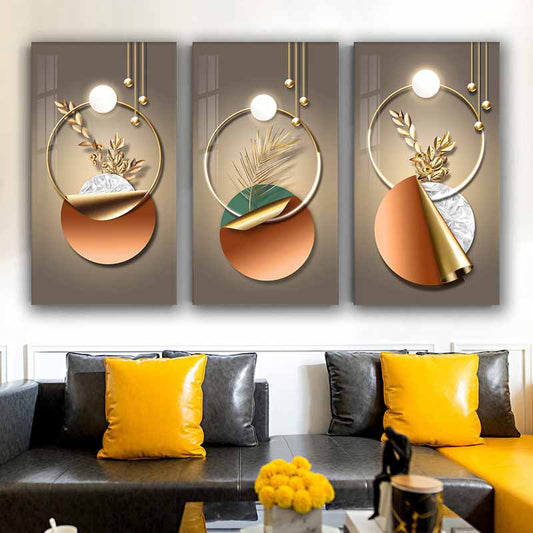 Transform Your Space with Abstract Geometric Wall Art, Modern Luxury Golden Home Decoration S04E18